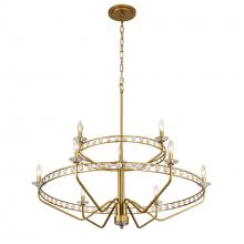 Varaluz 363C09AG - Monroe 9-Lt 2-Tier Chandelier - Antique Gold