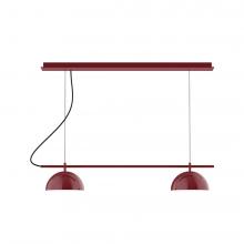 Montclair Light Works CHDX445-55-C24-L12 - 3-Light Linear Axis LED Chandelier with Cool Tweed Fabric Cord, Barn Red