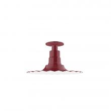 Montclair Light Works FMB158-55 - 12" Radial shade, Flush Mount Light ceiling light, Barn Red