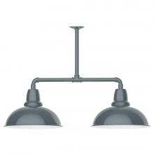 Montclair Light Works MSD108-40-L13 - 16" Cafe shade, 2-light LED Stem Hung Pendant, Slate Gray