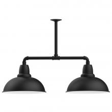 Montclair Light Works MSD108-41-L13 - 16" Cafe shade, 2-light LED Stem Hung Pendant, Black