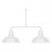 Montclair Light Works MSD108-44-L13 - 16" Cafe shade, 2-light LED Stem Hung Pendant, White