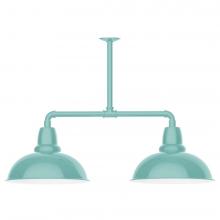 Montclair Light Works MSD108-48-T48-L13 - 16" Cafe shade, 2-light LED Stem Hung Pendant, Sea Green