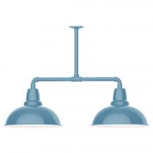 Montclair Light Works MSD108-54-T48-L13 - 16" Cafe shade, 2-light LED Stem Hung Pendant, Light Blue