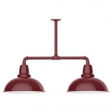 Montclair Light Works MSD108-55-L13 - 16" Cafe shade, 2-light LED Stem Hung Pendant, Barn Red