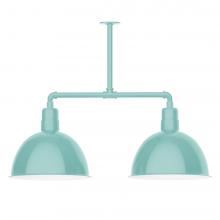 Montclair Light Works MSD117-48-L13 - 16" Deep Bowl shade, 2-light LED Stem Hung Pendant, Sea Green