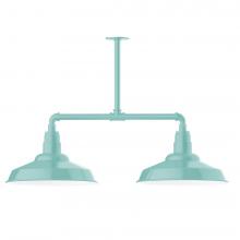 Montclair Light Works MSD184-48-T48-L13 - 16" Warehouse shade, 2-light LED Stem Hung Pendant, Sea Green