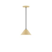 Montclair Light Works PEB421-17-C16-L10 - 8" Axis Mini Cone LED Pendant, navy mini tweed fabric cord with canopy, Ivory