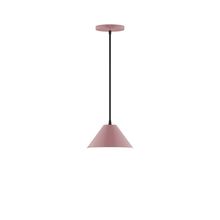 Montclair Light Works PEB421-20-C01-L10 - 8" Axis Mini Cone LED Pendant, brown and ivory houndstooth fabric cord with canopy, Mauve