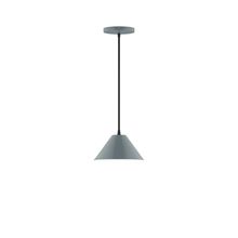 Montclair Light Works PEB421-40-C21-L10 - 8" Axis Mini Cone LED Pendant, white cord with canopy, Slate Gray