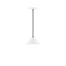 Montclair Light Works PEB421-44-C01-L10 - 8" Axis Mini Cone LED Pendant, brown and ivory houndstooth fabric cord with canopy, White