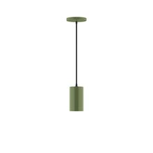 Montclair Light Works PEB425-22-C02-L10 - 3.5" x 6" Axis Mini Cylinder LED Pendant, black fabric cord with canopy, Fern Green