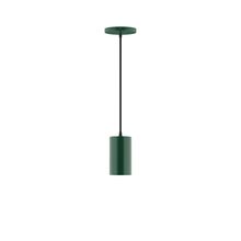 Montclair Light Works PEB425-42-C02-L10 - 3.5" x 6" Axis Mini Cylinder LED Pendant, black fabric cord with canopy, Forest Green