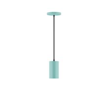 Montclair Light Works PEB425-48-C02-L10 - 3.5" x 6" Axis Mini Cylinder LED Pendant, black fabric cord with canopy, Sea Green