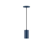 Montclair Light Works PEB425-50-C02-L10 - 3.5" x 6" Axis Mini Cylinder LED Pendant, black fabric cord with canopy, Navy