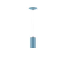 Montclair Light Works PEB425-54-C02-L10 - 3.5" x 6" Axis Mini Cylinder LED Pendant, black fabric cord with canopy, Light Blue