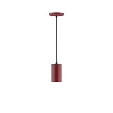 Montclair Light Works PEB425-55-C02-L10 - 3.5" x 6" Axis Mini Cylinder LED Pendant, black fabric cord with canopy, Barn Red