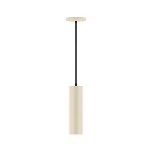 Montclair Light Works PEB426-16-C22-L10 - 3.5" x 12" Axis Mini Cylinder LED Pendant, white and gray dot fabric cord with canopy, Cream