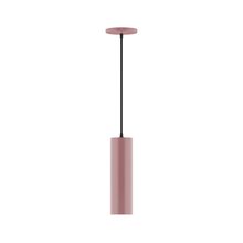 Montclair Light Works PEB426-20-C02-L10 - 3.5" x 12" Axis Mini Cylinder LED Pendant, black fabric cord with canopy, Mauve