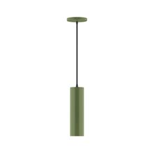 Montclair Light Works PEB426-22-C02-L10 - 3.5" x 12" Axis Mini Cylinder LED Pendant, black fabric cord with canopy, Fern Green