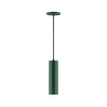 Montclair Light Works PEB426-42-C02-L10 - 3.5" x 12" Axis Mini Cylinder LED Pendant, black fabric cord with canopy, Forest Green