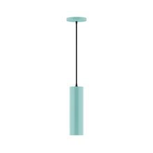 Montclair Light Works PEB426-48-C02-L10 - 3.5" x 12" Axis Mini Cylinder LED Pendant, black fabric cord with canopy, Sea Green