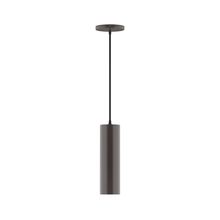 Montclair Light Works PEB426-51-C02-L10 - 3.5" x 12" Axis Mini Cylinder LED Pendant, black fabric cord with canopy, Architectural Bron