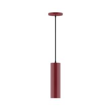 Montclair Light Works PEB426-55-C02-L10 - 3.5" x 12" Axis Mini Cylinder LED Pendant, black fabric cord with canopy, Barn Red