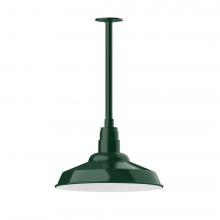 Montclair Light Works STB184-42-T24-L13 - 16" Warehouse shade, stem mount LED Pendant with canopy, Forest Green