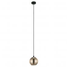 Eglo 39684A - 1 LT Mini Pendant With Black Finish and Gold Vaporized Glass Shade 1-40W E26 Bulb