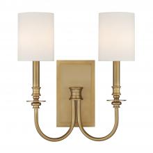 Crystorama LLO-482-AG - Lloyd 2 Light Aged Brass Sconce