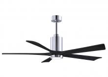  PA5-CR-BK-60 - Patricia-5 five-blade ceiling fan in Polished Chrome finish with 60” solid matte black wood blad