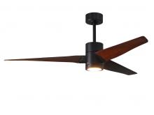 Matthews Fan Company SJ-BK-WN-60 - Super Janet three-blade ceiling fan in Matte Black finish with 60” solid walnut tone blades and