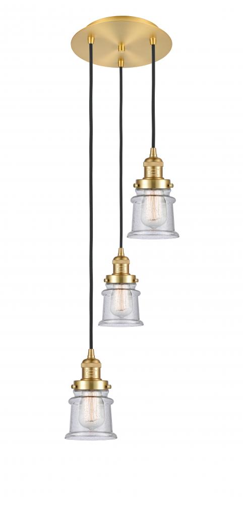 Canton - 3 Light - 12 inch - Satin Gold - Cord hung - Multi Pendant