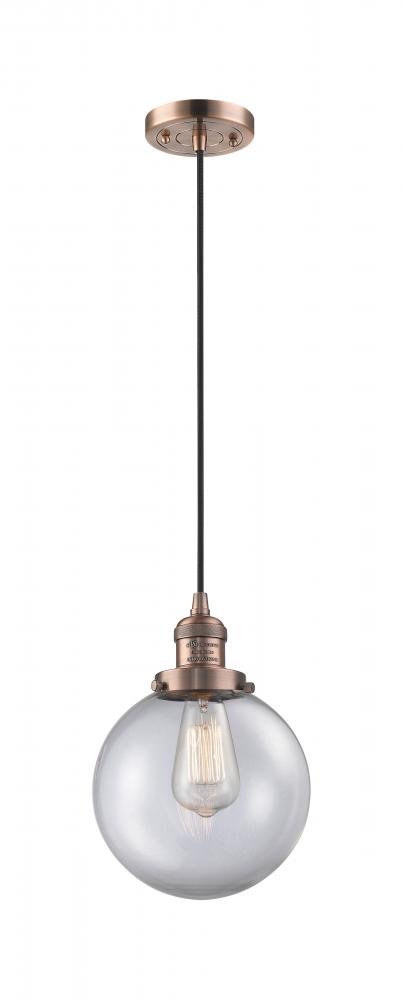 Beacon - 1 Light - 8 inch - Antique Copper - Cord hung - Mini Pendant