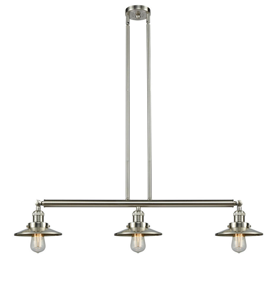 Railroad - 3 Light - 41 inch - Brushed Satin Nickel - Stem Hung - Island Light