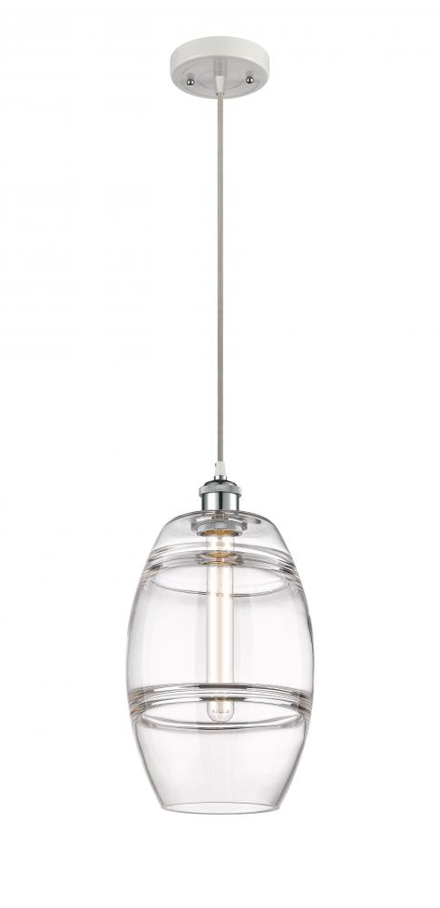 Vaz - 1 Light - 8 inch - White Polished Chrome - Cord hung - Mini Pendant