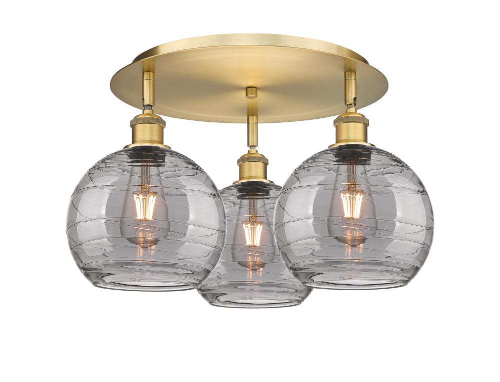 Athens Deco Swirl - 3 Light - 20 inch - Brushed Brass - Flush Mount