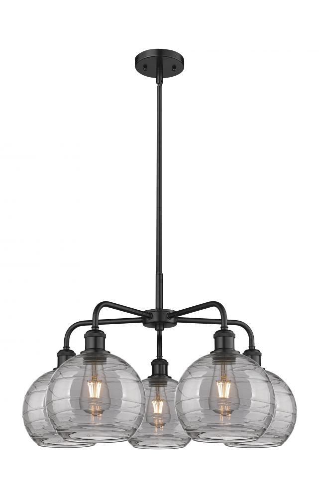 Athens Deco Swirl - 5 Light - 26 inch - Matte Black - Chandelier