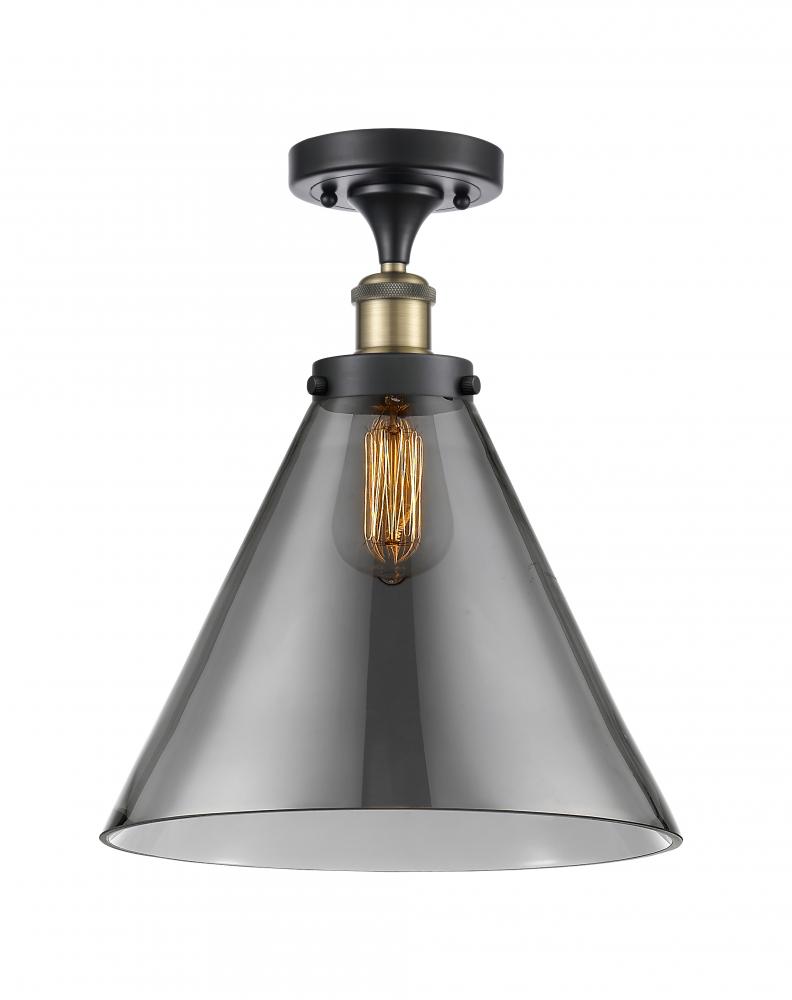 Cone - 1 Light - 12 inch - Black Antique Brass - Semi-Flush Mount