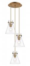  113-410-1PS-BB-G411-8CL - Newton Cone - 3 Light - 16 inch - Brushed Brass - Multi Pendant