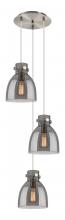  113-410-1PS-SN-G412-8SM - Newton Bell - 3 Light - 16 inch - Brushed Satin Nickel - Multi Pendant