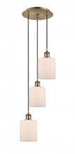  113B-3P-AB-G111 - Cobbleskill - 3 Light - 12 inch - Antique Brass - Cord Hung - Multi Pendant