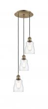  113B-3P-AB-G392 - Ellery - 3 Light - 12 inch - Antique Brass - Cord Hung - Multi Pendant