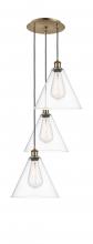 Innovations Lighting 113B-3P-AB-GBC-122 - Berkshire - 3 Light - 19 inch - Antique Brass - Cord Hung - Multi Pendant