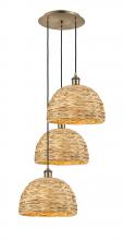 Innovations Lighting 113B-3P-AB-RBD-12-NAT - Woven Rattan - 3 Light - 19 inch - Antique Brass - Cord hung - Multi Pendant