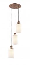  113B-3P-AC-G801 - Clymer - 3 Light - 10 inch - Antique Copper - Cord Hung - Multi Pendant