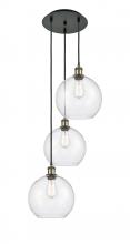  113B-3P-BAB-G124-10 - Athens - 3 Light - 17 inch - Black Antique Brass - Cord Hung - Multi Pendant