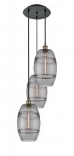  113B-3P-BAB-G557-8SM - Vaz - 3 Light - 15 inch - Black Antique Brass - Cord Hung - Multi Pendant