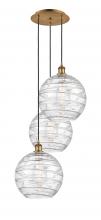 Innovations Lighting 113B-3P-BB-G1213-12 - Athens Deco Swirl - 3 Light - 19 inch - Brushed Brass - Cord hung - Multi Pendant